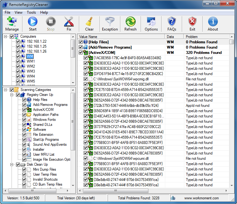 RemoteRegistryCleaner Main Screen Shot -