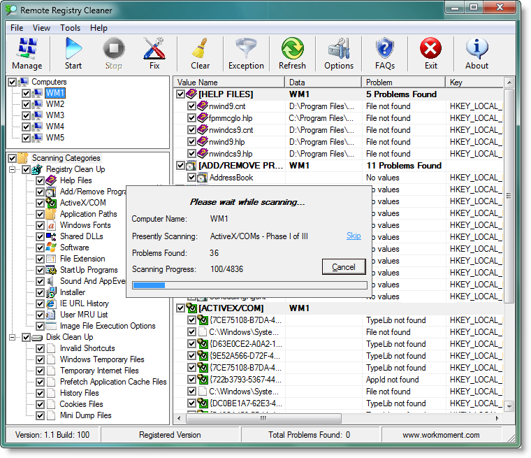 RemoteRegistryCleaner - Scanning Network Computers